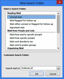 A categories search folder