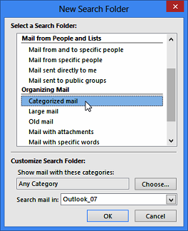 A categories search folder