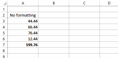 Raw numbers in Excel